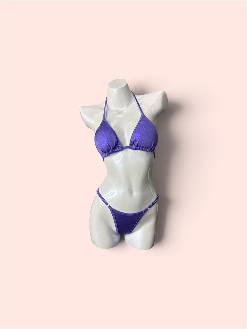 Lavender purple holographic spandex posing suits